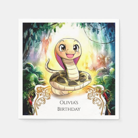 Boho Kids Snake Birthday Serviette (Vorderseite)