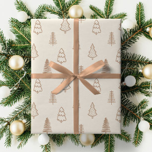 Boho-Kiefern neutraler Winter minimalistische Wald Geschenkpapier