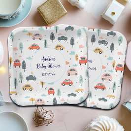 Boho Kinder Kinderwagen, Bäume & Wolken Muster Kin Pappteller