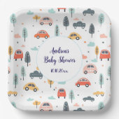 Boho Kinder Kinderwagen, Bäume & Wolken Muster Kin Pappteller (Vorderseite)