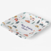 Boho Kinderwagen, Bäume & Wolken Muster Geburtstag Pappteller (Gewinkelt)