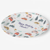 Boho Kinderwagen, Bäume & Wolken Muster Geburtstag Pappteller (Schrägansicht)