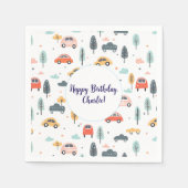 Boho Kinderwagen, Bäume & Wolken Muster Geburtstag Serviette (Vorderseite)