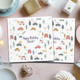 Boho Kinderwagen, Bäume & Wolken Muster Geburtstag Serviette