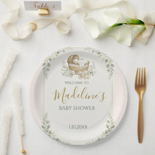 Boho-Kinderwiege-Grünzeug-Baby-Party Pappteller