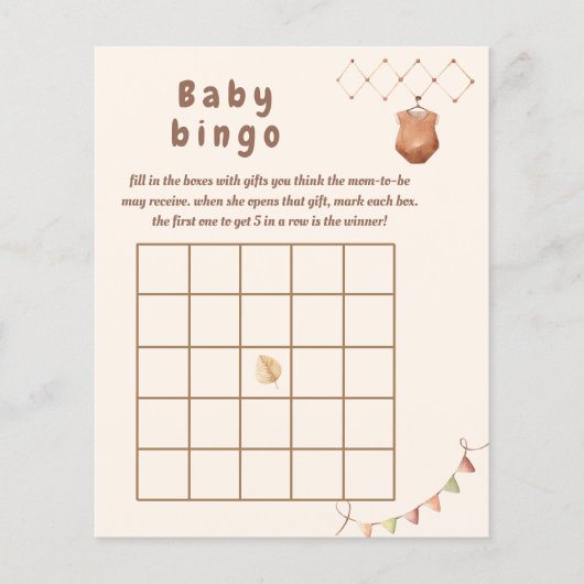 Boho Kinderzimmer Baby Bingo Spiel. (Vorderseite)