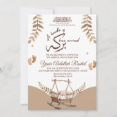 Boho Kinderzimmer Baby Boy Muslim Geburtserklärung Einladung (Vorderseite)