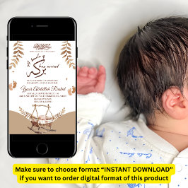 Boho Kinderzimmer Baby Boy Muslim Geburtserklärung Einladung