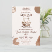 Boho Kinderzimmer Baby Boy Muslim Newborn Aqiqah A Einladung (Stehend Vorderseite)