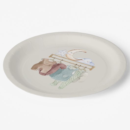 Boho Kinderzimmer Baby Clothes Gender Neutral Pappteller (Schrägansicht)