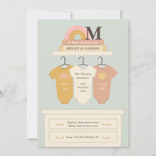 Boho Kinderzimmer Baby Shower Einladung (Vorderseite)