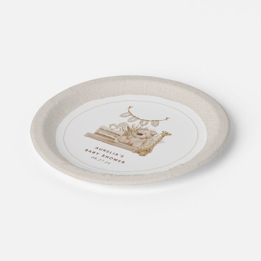 Boho Kinderzimmer Baby Shower Pappteller (Schrägansicht)