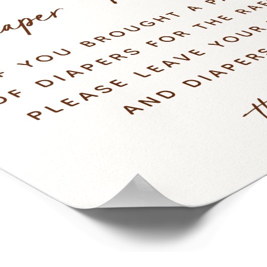 Boho Kinderzimmer Babydusche Windeln Raffle-Zeiche Poster (Ecke)