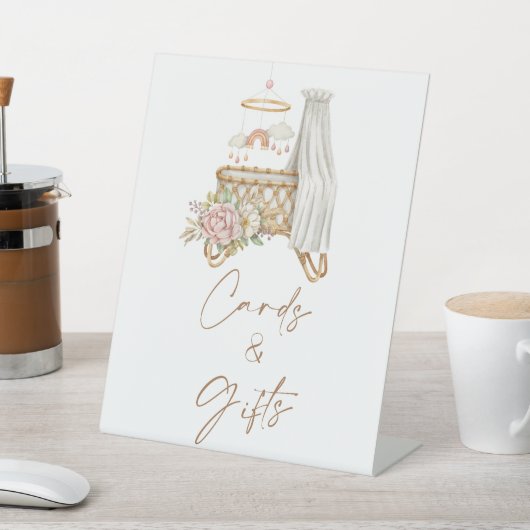 Boho Kinderzimmer Babyduschkarten und Geschenke Sockelschild (In SItu)