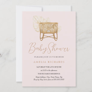 Boho-Kinderzimmer-Babynest Rosa Baby-Party Einladung