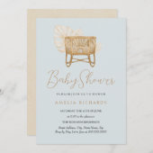 Boho Kinderzimmer Bassinet Blue Baby Dusche Einladung (Vorne/Hinten)