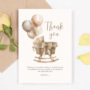 Boho Kinderzimmer Beige Balloons Gender Reveal Dankeskarte