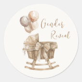 Boho Kinderzimmer Beige Balloons Gender Reveal Runder Aufkleber (Vorderseite)