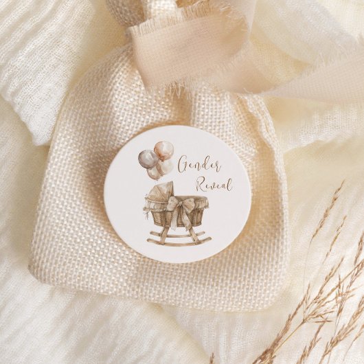 Boho Kinderzimmer Beige Balloons Gender Reveal Runder Aufkleber