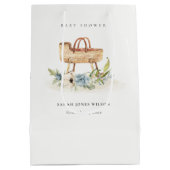 Boho Kinderzimmer Blue Floral Bassinet Baby Dusche Mittlere Geschenktüte (Rückseite)