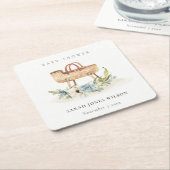 Boho Kinderzimmer Blue Floral Bassinet Baby Dusche Rechteckiger Pappuntersetzer (angewinkelt)