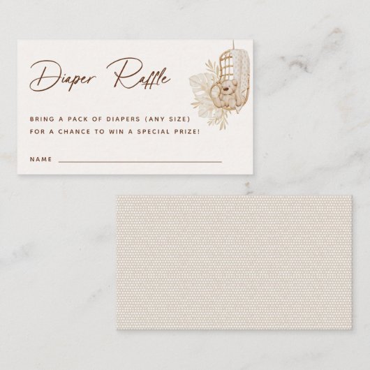 Boho Kinderzimmer Diaper Raffelkarte Platzkarte (Vorne/Hinten)