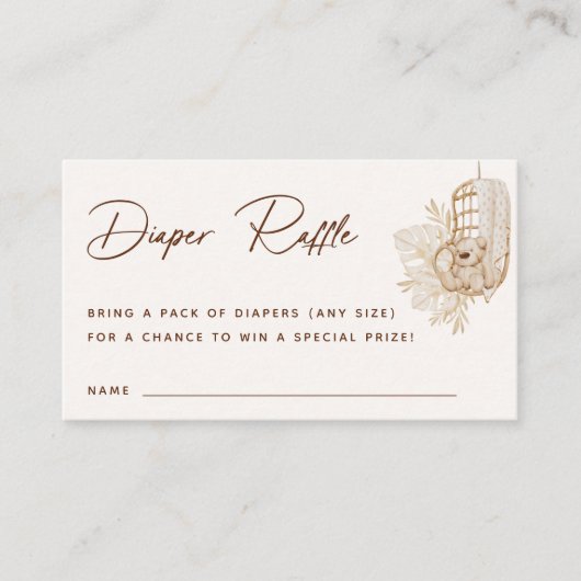 Boho Kinderzimmer Diaper Raffelkarte Platzkarte (Vorderseite)