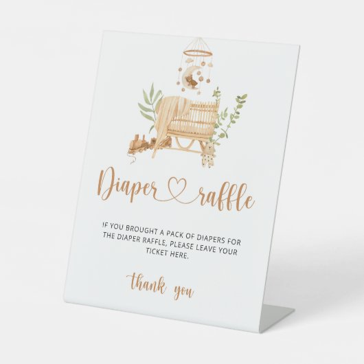Boho Kinderzimmer Diaper Tombola Pedestal-Zeichen Sockelschild (Vorderseite)