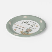 Boho Kinderzimmer Green Teddy Bear Babydusche Pappteller (Schrägansicht)