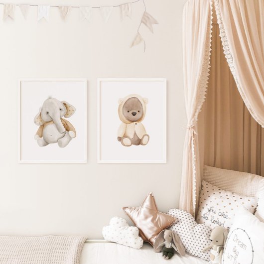 Boho Kinderzimmer niedliche Aquarelltiere Bilderwand Sets