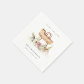 Boho Kinderzimmer Pink Floral Bassinet Babydusche Serviette (Ecke)