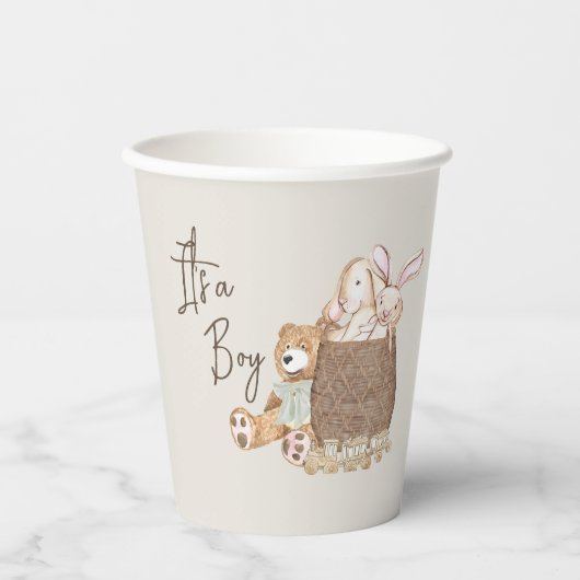 Boho Kinderzimmer Teddy Bear Custom Neutral Pappbecher (Vorderseite)