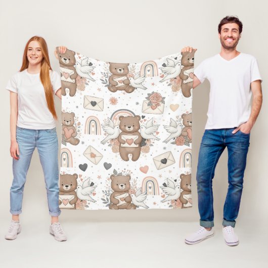 Boho-Kinderzimmer-Teddybären mit Regenbögen - Erdi Fleecedecke (Beispiel)