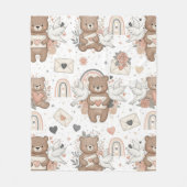 Boho-Kinderzimmer-Teddybären mit Regenbögen - Erdi Fleecedecke (Vorderseite)