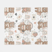 Boho-Kinderzimmer-Teddybären mit Regenbögen - Erdi Fleecedecke (Vorderseite (Horizontal))