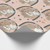 Boho-Kinderzimmer-Teddybären mit Regenbögen - Erdi Geschenkpapier (Ecke)