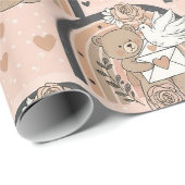 Boho-Kinderzimmer-Teddybären mit Regenbögen - Erdi Geschenkpapier (Rolleneckpunkt)