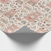 Boho-Kinderzimmer-Teddybären mit Regenbögen - Erdi Geschenkpapier (Ecke)