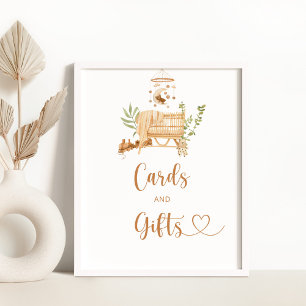Boho Kinderzimmer trägt mobile Karten und Geschenk Poster