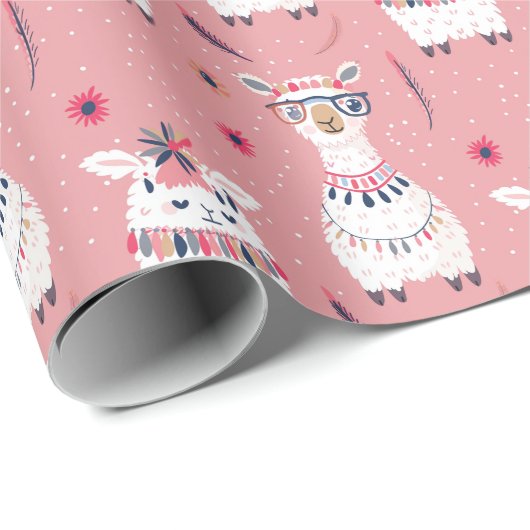 Boho Kinderzimmer White Lama, Baby Dusche Geschenk Geschenkpapier (Rolleneckpunkt)