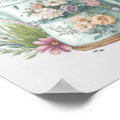 Boho Kitchen Cogtailcore Wasserfarben Kaffee Poster (Ecke)