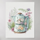 Boho Kitchen Cogtailcore Wasserfarben Kaffee Poster (Vorne)