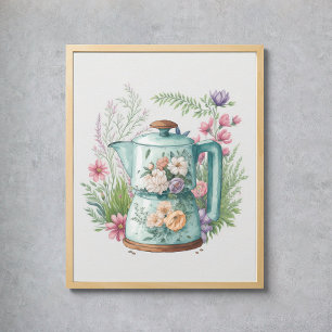 Boho Kitchen Cogtailcore Wasserfarben Kaffee Poster