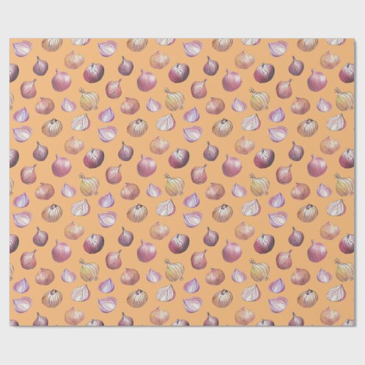 Boho Kitchen Onions HandGezeichnet Veggies Terraco Geschenkpapier (Flach)