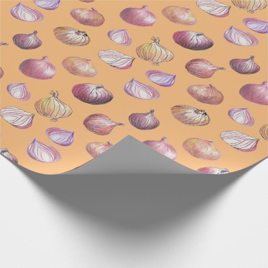 Boho Kitchen Onions HandGezeichnet Veggies Terraco Geschenkpapier (Ecke)