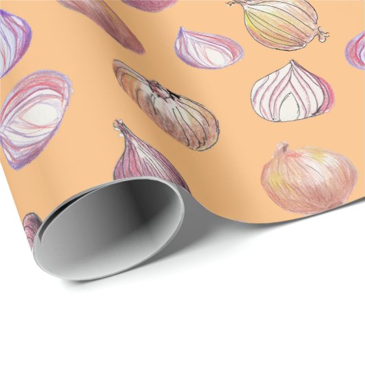 Boho Kitchen Onions HandGezeichnet Veggies Terraco Geschenkpapier (Rolleneckpunkt)