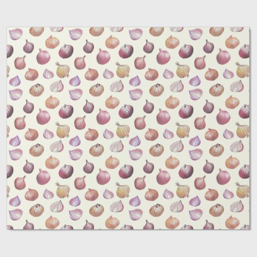 Boho Kitchen Onions Illustriertes Gemüse Geschenkpapier (Flach)
