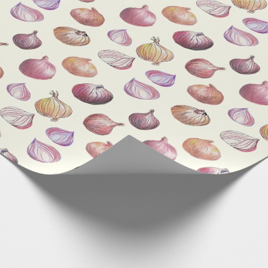 Boho Kitchen Onions Illustriertes Gemüse Geschenkpapier (Ecke)
