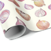 Boho Kitchen Onions Illustriertes Gemüse Geschenkpapier (Rolleneckpunkt)