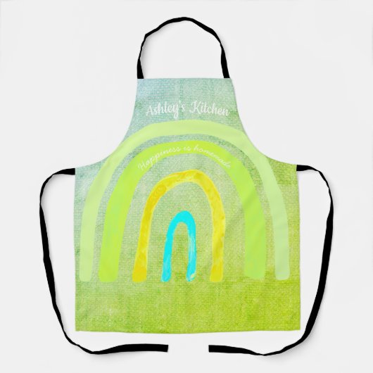 Boho Kitchen Rainbow 'Happiness is Homemade'  Schürze (Vorderseite)